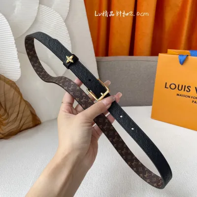 Louis Vuitton Women's Flowergram Ardillon Belt In Black Calfskin And Monogram Canvas With Gold Hardware 20mm