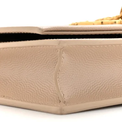 Saint Laurent Small Kate Tassel Chain Wallet Dark Beige Classic Monogram Grain De Poudre Leather Gold Hardware