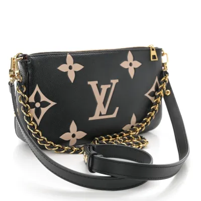 Louis Vuitton Multi Pochette Accessoires PM Black/Beige Giant Monogram Empreinte Leather Gold Hardware