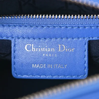 Dior Medium Lady Dior Bag Horizon Blue Cannage Lambskin Leather Silver Hardware