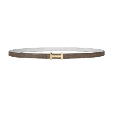 Hermès Women' s Focus H Buckle Belt In Brown/Black/Orange/White/Etoupe Calfskin With Gold/Silver Hardware 13mm
