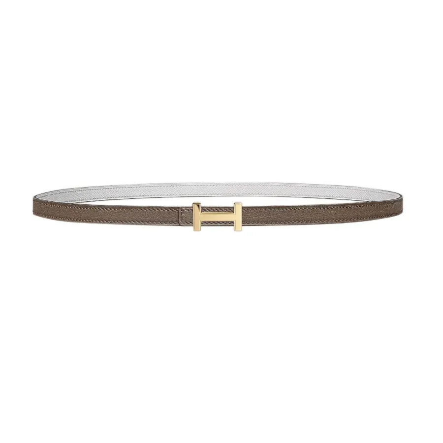 Hermès Women' s Focus H Buckle Belt In Brown/Black/Orange/White/Etoupe Calfskin With Gold/Silver Hardware 13mm