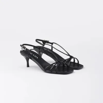 PRADA Black leather sandals with heels
