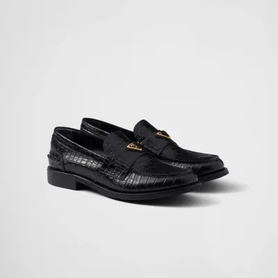 PRADA Alligator print leather loafers