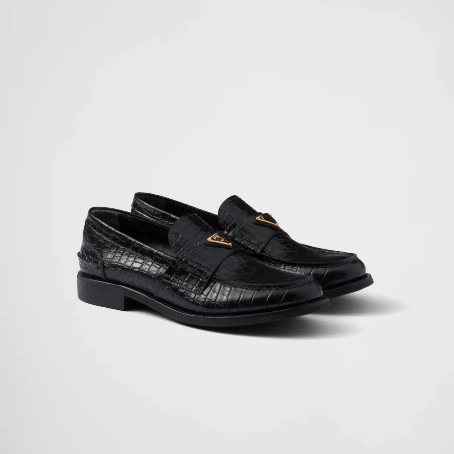 PRADA Alligator print leather loafers