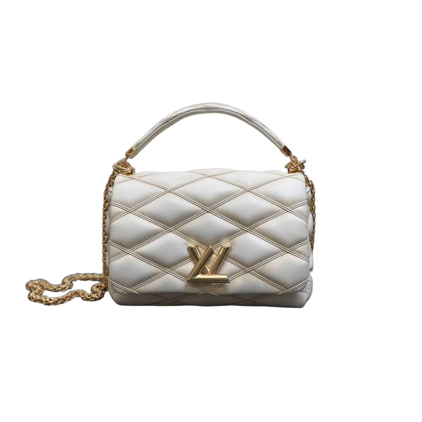 Louis Vuitton GO-14 MM Branco/Preto/Azul Marinho/Cinza/Rosa Couro de Cordeiro Hardware Dourado