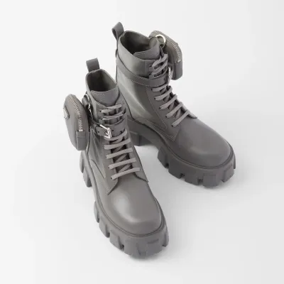 PRADA Marbled grey leather boots (with pouch)