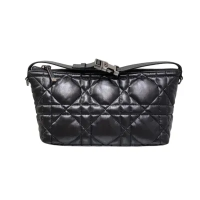 Dior Small D-Journey Bag in Black Macrocannage Lambskin Gold Hardware
