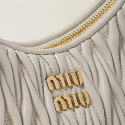 Miu Miu Matelassé Quilted Lambskin Leather white Crossbody Bags