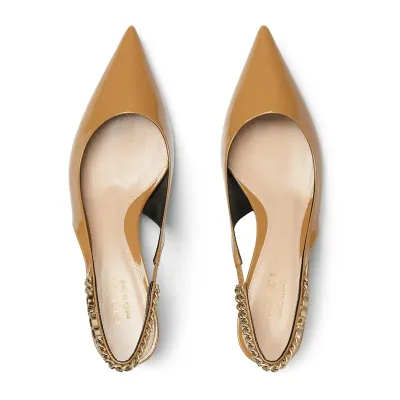 Gucci patent leather pointed heels high heels shoes Rear lace up high heels