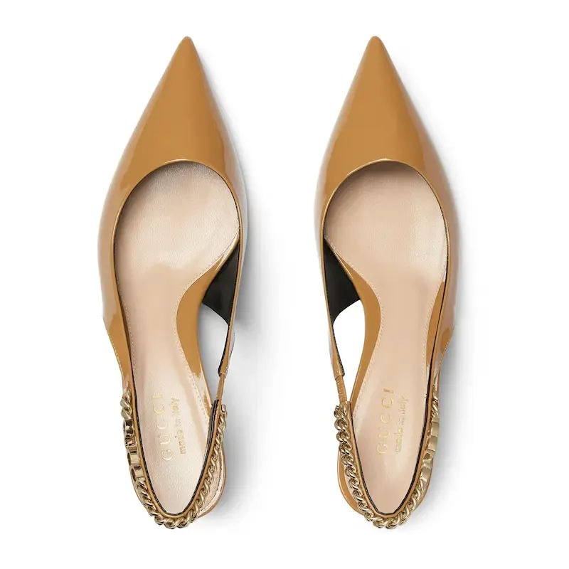 Gucci patent leather pointed heels high heels shoes Rear lace up high heels