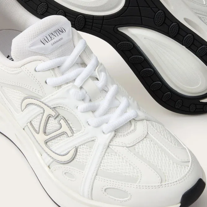 VALENTINO Women's calf leather and fabric sneakers