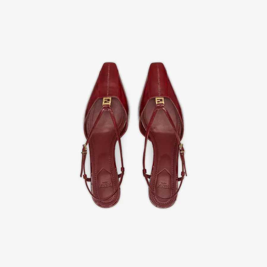 FENDI Red eel skin low - heeled slingers