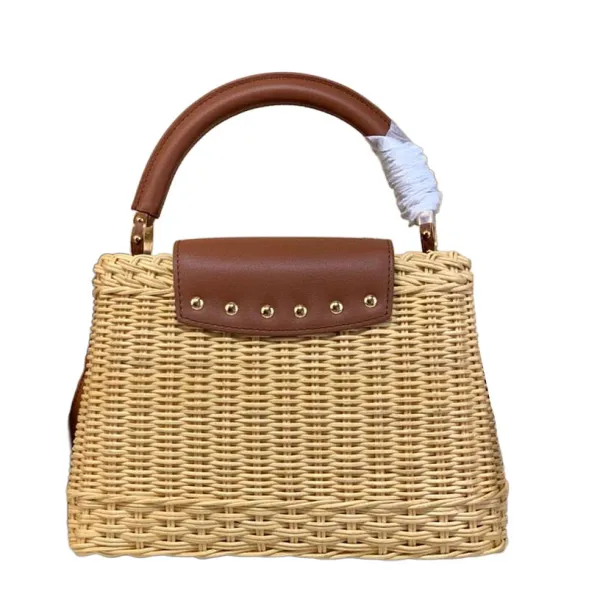 Louis Vuitton Capucines BB Rattan And Brown/Orange Handle Bag - Image 2