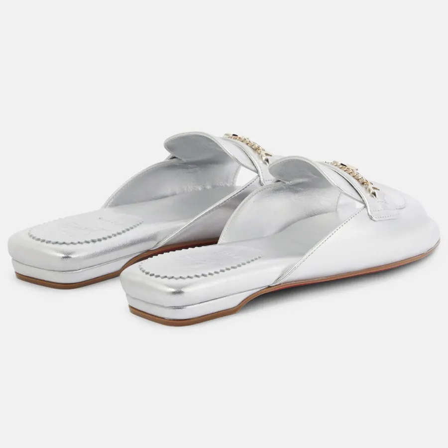 Christian Louboutin Silver flat slipper sandals