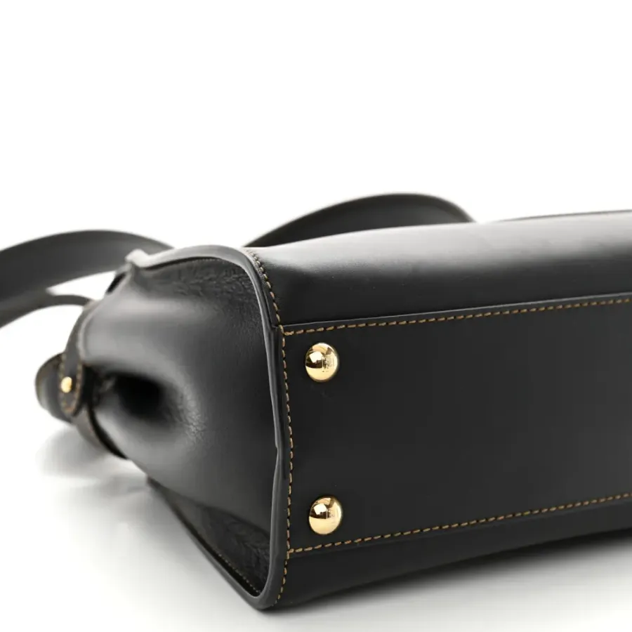 Fendi Mini Chinese New Year Tiger Embroidered Peekaboo Iconic Satchel Black / Dark Yellow King Vitello Leather & Canvas Gold Hardware