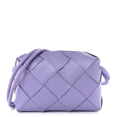 Bottega Veneta Maxi Intrecciato Small Cassette Camera Bag Wisteria Lambskin Leather