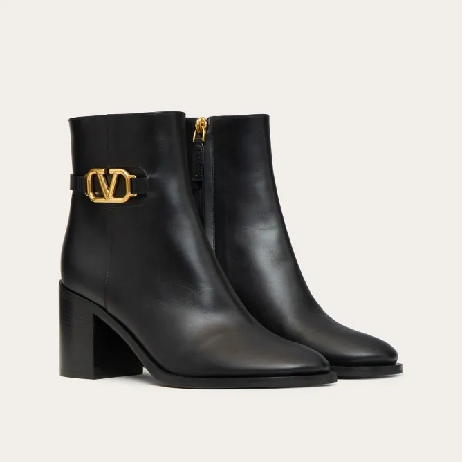 VALENTINO SIGNATURE Calf leather ankle boots (7.5cm high heel)