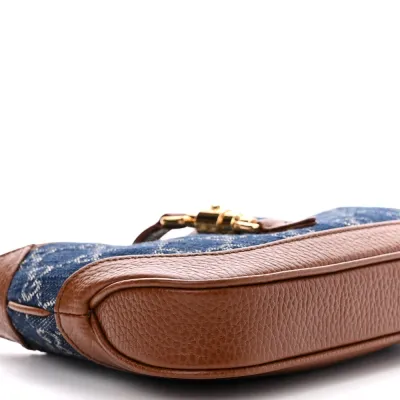 Gucci Mini Jackie 1961 Hobo Blue Tea / Cuir New Denim GG Monogram & Calfskin Leather Gold Hardware
