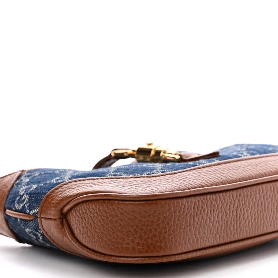 Gucci Mini Jackie 1961 Hobo Blue Tea / Cuir New Denim GG Monogram & Calfskin Leather Gold Hardware