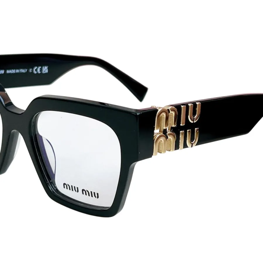 Miu Miu square frame glasses black gold/yellow leopard/transparent color Size 51-20-135