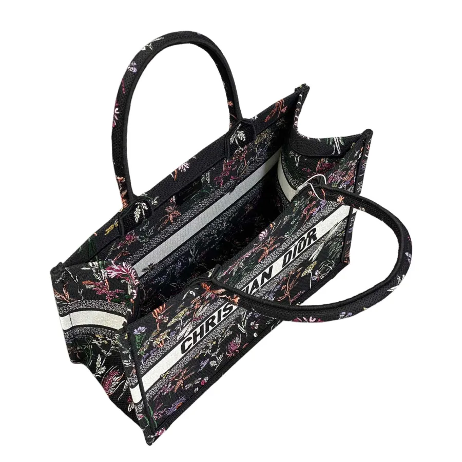 Dior Medium Dior Book Tote Black Multicolor Dior Herbarium Embroidery