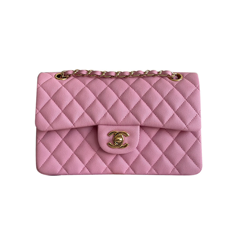 Chanel CF Rosa / Verde Couro Caviar Acinturado Bolsas Transversais