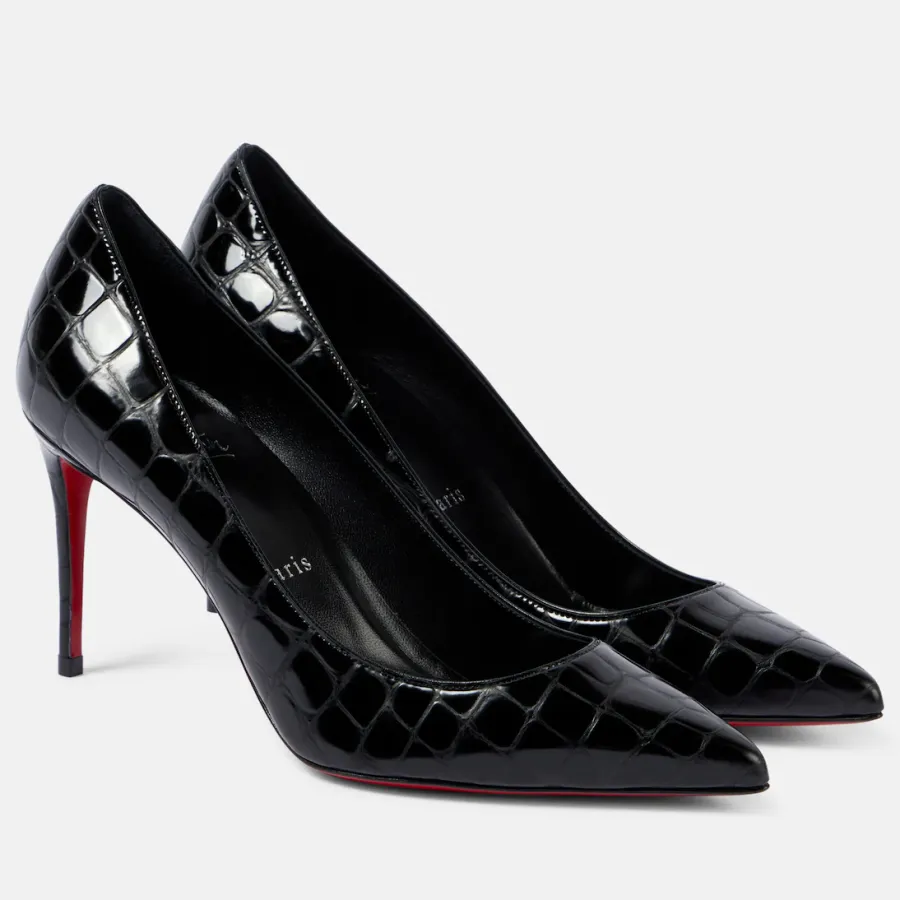 Christian Louboutin Black imitation crocodile leather heels