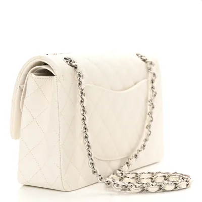 Designer Handbags Chanel White caviar Double Flap Bag