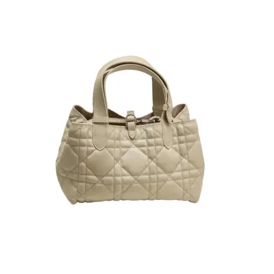 Dior Small Dior Toujours Bag In Beige Macrocannage Calfskin With Light Gold Hardware