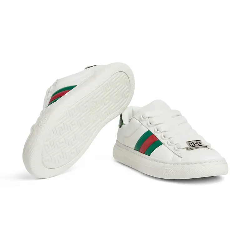 Gucci Ace series white sneakers woven fabric women's sports shoes