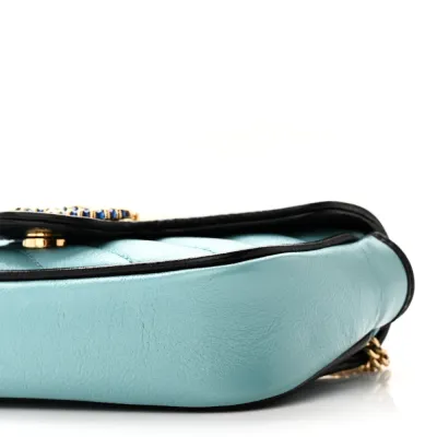 Gucci Mini Diagonal Super Torchon GG Marmont Shoulder Bag Azalea Multicolor Enamel Calfskin Matelassé Leather Gold Hardware