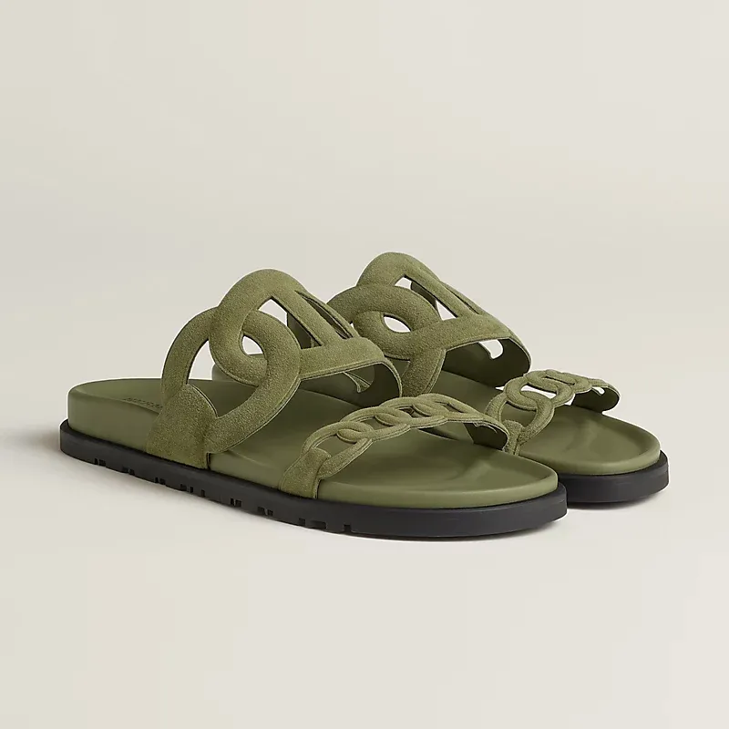 HERMES Extra Green Slippers