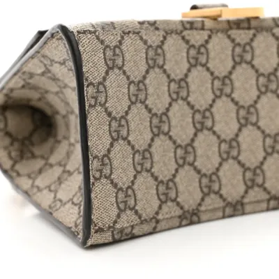 Balenciaga Small Hourglass Top Handle Bag Beige/Ebony GG Supreme Monogram x Gucci Gold Hardware