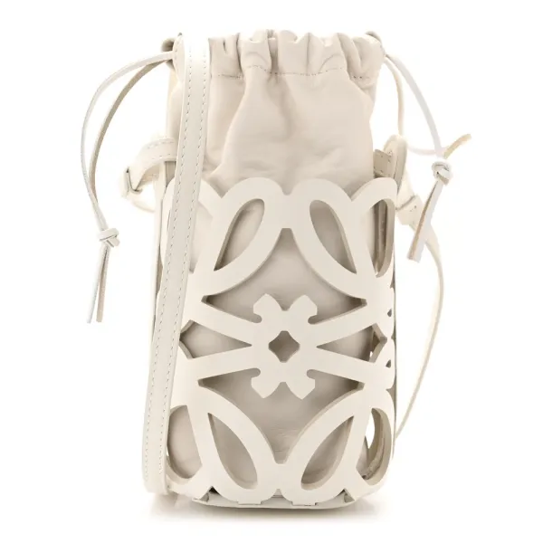 Loewe Cutout Anagram Pocket Crossbody Bag Small White Glaze Nappa Calfskin Leather