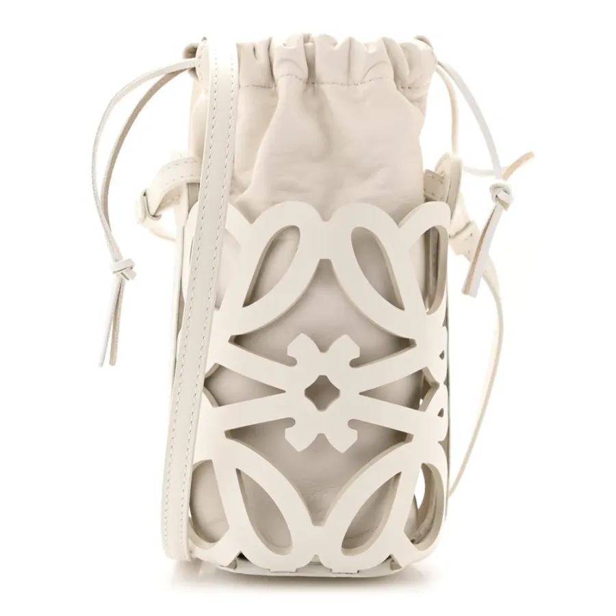 Loewe Cutout Anagram Pocket Crossbody Bag Small White Glaze Nappa Calfskin Leather