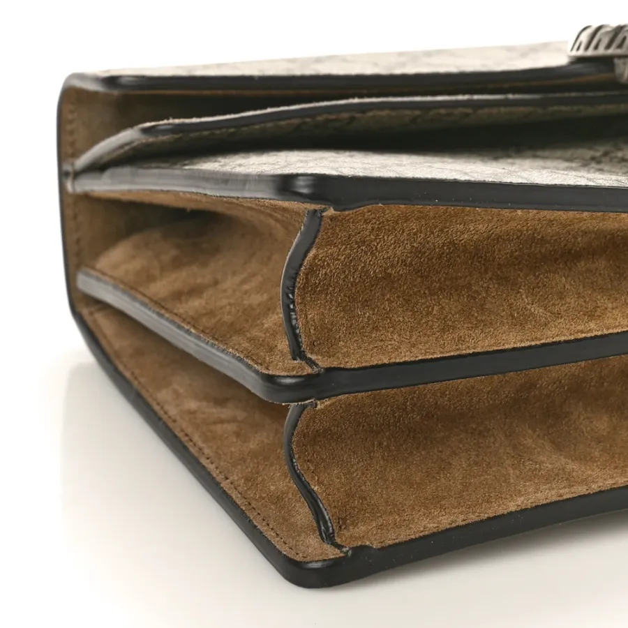 Gucci Small Dionysus Shoulder Bag Taupe GG Supreme Monogram Canvas Aged Silver Hardware