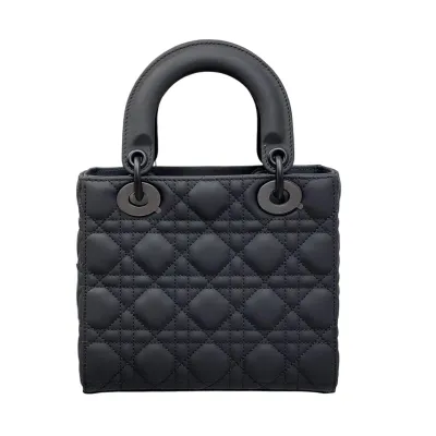 Dior Small My ABCDior Lady Dior Black Ultramatte Cannage Calfskin Leather Matte Black Hardware