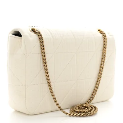 Saint Laurent Medium Jamie Bag Vanilla Ice Crinkle Monogram Cotton Patchwork Aged Gold Hardware