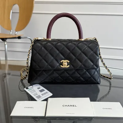 Chanel Coco Handle Black 19cm / 24cm / 29cm Quilted Caviar Leather Crossbody Bags Top-Handle Bags
