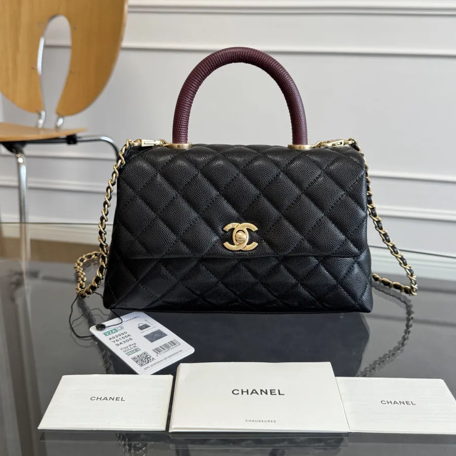 Chanel Coco Handle Black 19cm / 24cm / 29cm Quilted Caviar Leather Crossbody Bags Top-Handle Bags