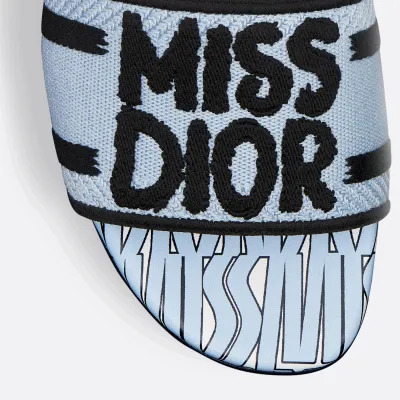 Dior blue square head slippers