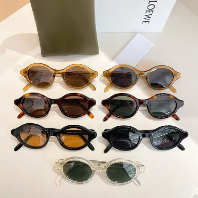 Loewe round frame glasses leopard brown/leopard green/tawny brown/tawny black/black orange color Size 48口21-145