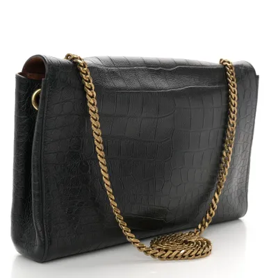 Saint Laurent Medium Kate Satchel Black Reversible Monogram Smooth Calfskin Leather & Suede Aged Gold Hardware