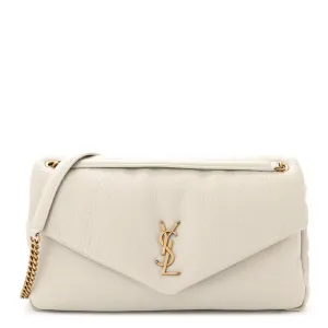 Saint Laurent Large Calypso Bag Blanc Vintage Grained Lambskin Leather Aged Gold Hardware