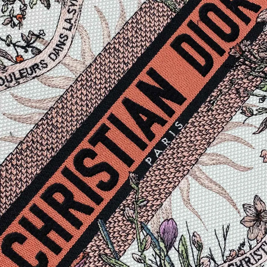 Dior Medium Dior Book Tote Ecru Multicolor 4 Saisons Printemps Soleil Embroidered Canvas