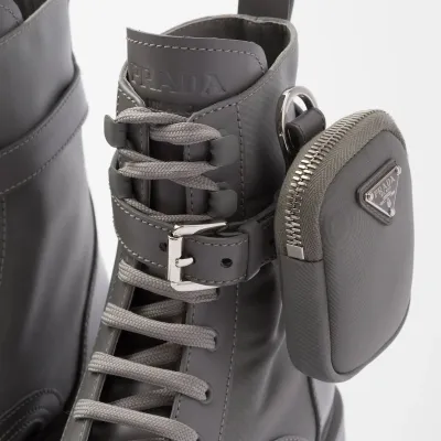 PRADA Marbled grey leather boots (with pouch)