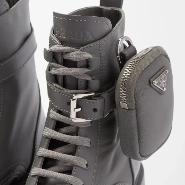 PRADA Marbled grey leather boots (with pouch) - Image 4