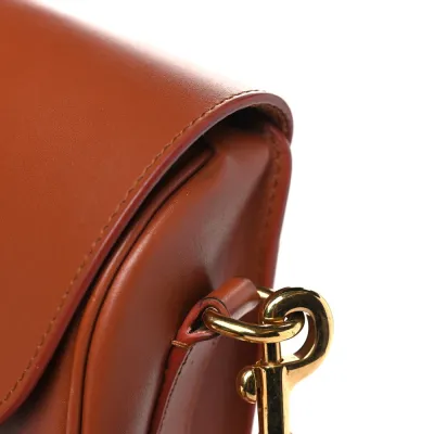 Dior Medium Bobby Flap Bag Dark Tan Box Calfskin Leather Gold Hardware