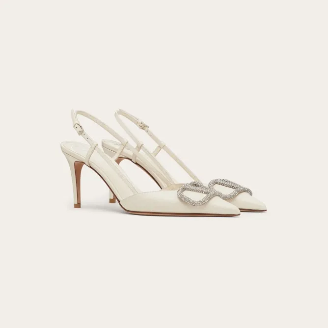 VALENTINO Calfskin heels with back trim (heel height 8cm)